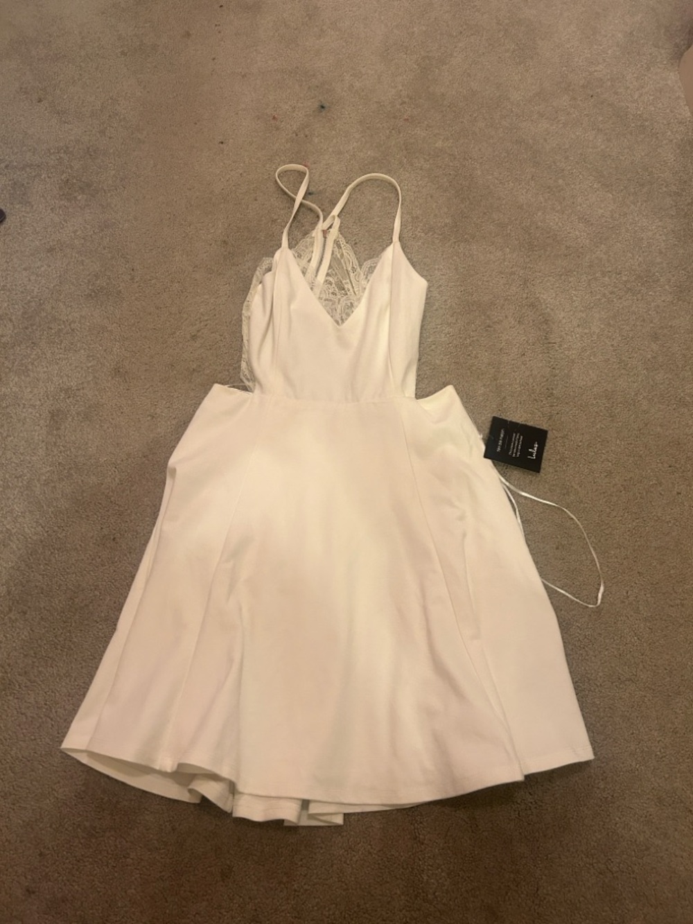 short white dress with lace back